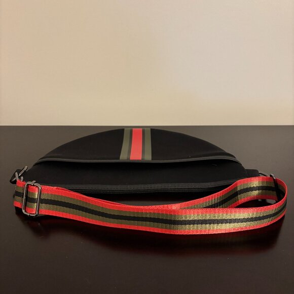 Haute Shore Brett Black Red Green Neoprene Sling Belt Bag - Picture 5 of 10